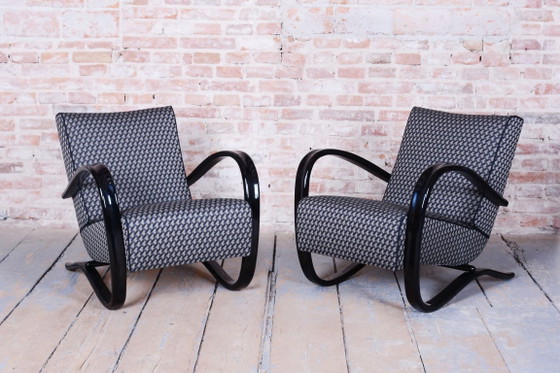 Paire de fauteuils Art déco restaurés, par J. Halabala, UP Zavody, République tchèque, années 1930 (photo 10 of 11)