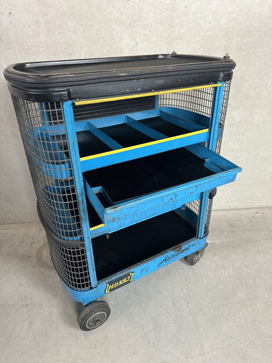 Image 1 of Vintage industrial trolley 'Hazet Assistent' + Rademacher lamp