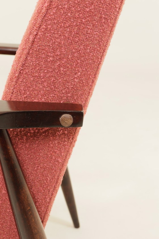 Image 1 of Mid century modern armchair rapshberry bouclé design by H.Lis 