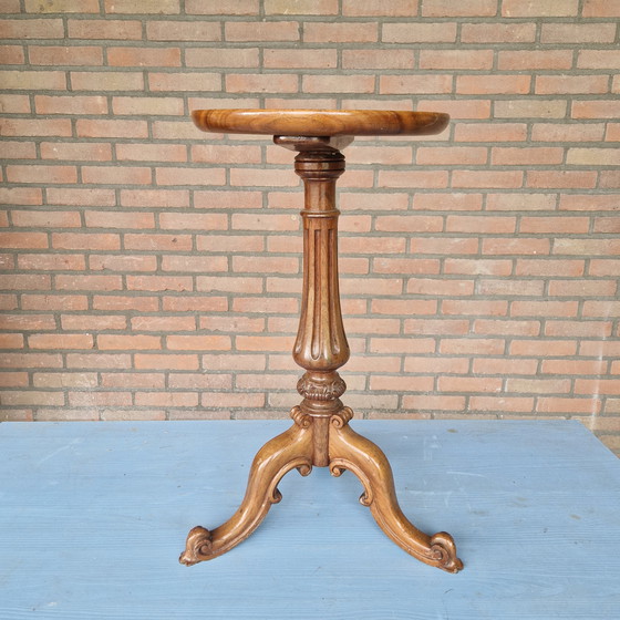 Image 1 of Antico tavolino laterale in legno, tavolo da piante, tavolo da vino, pilastro