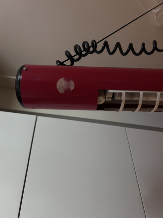 Image 1 of Zeldzame Space Age Hanglamp in Dieprood – Verstelbaar Design uit de Jaren 70