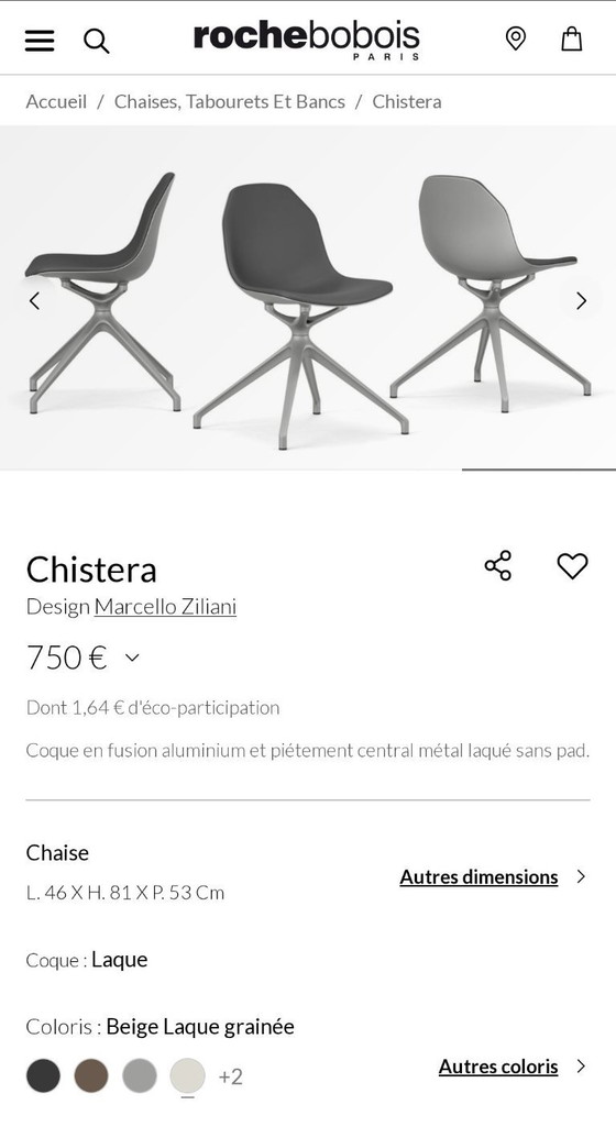 Image 1 of 6 chaises CHISTERA de Roche Bobois