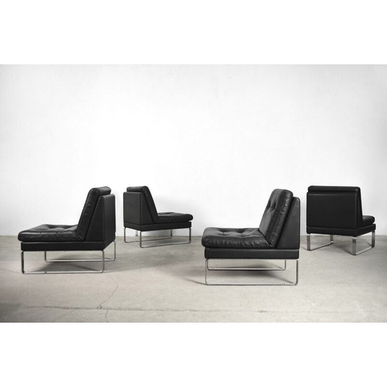 Image 1 of Vintage modulaire sofa in leater en chroom voor Klöber Manufactory, Duitsland, jaren 1980