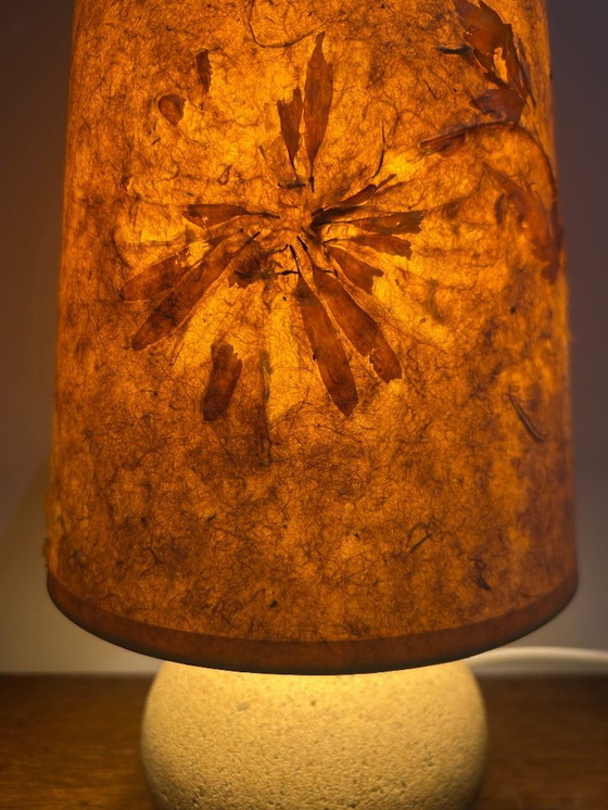 Image 1 of Stone lamp with a dried flower lampshade, 1970