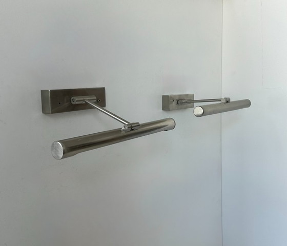 Image 1 of Coppia di applique cromate vintage regolabili, Francia, 1980