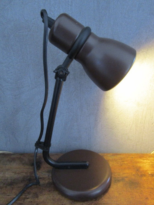 Lampe de bureau vintage marron des années 70 Vrieland Design.