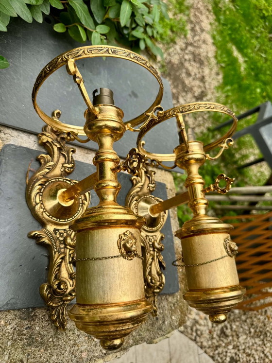 Coppia di Applique in ottone con leone stile Impero (photo 6 of 11)
