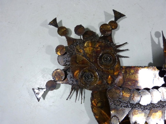 Image 1 of Grande scultura brutalista in ferro da parete di Henrik Horst