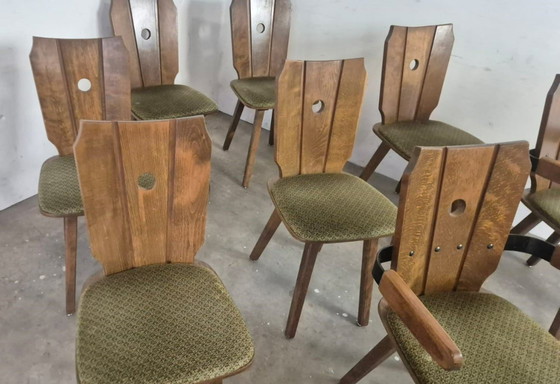 Image 1 of Brutalist eiken eetkamerstoelen