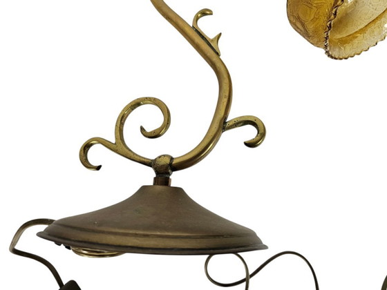 Image 1 of Lampe de table - Laiton - Verre - Style Hollywood Regency - Années 70