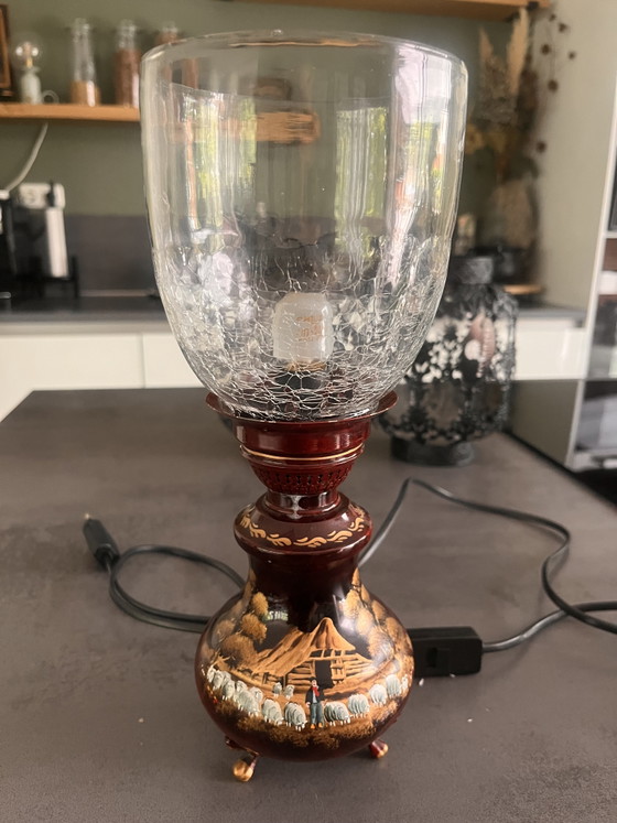 Image 1 of Vintage Pewter Table Lamp Rio Tiel / Metawa – Hand-painted 70s