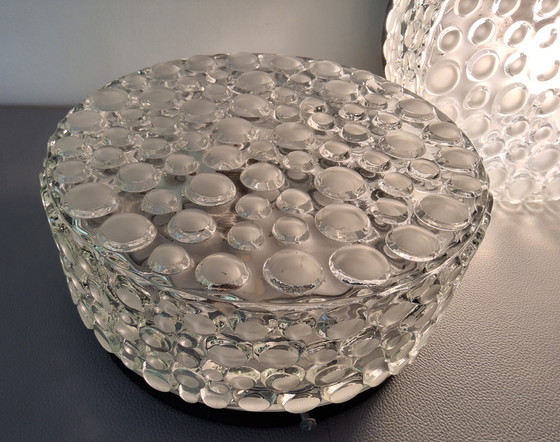Image 1 of Vintage cut bubble glass wall or ceiling lamp, German manufacturer 60s/70s