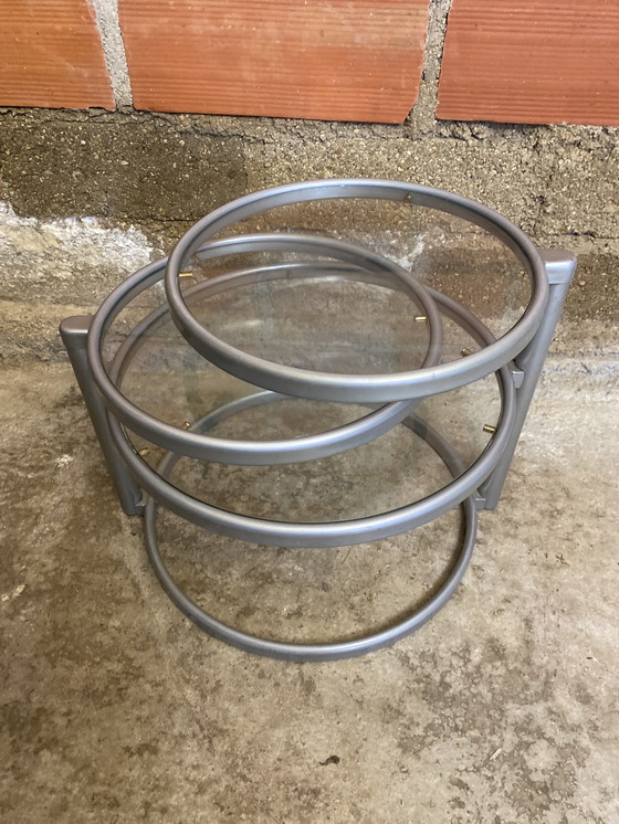 Image 1 of Tavolo Basse LEITMOTIV Métal Gris + 3 Plateaux Verre Années 70 Vintage #D370