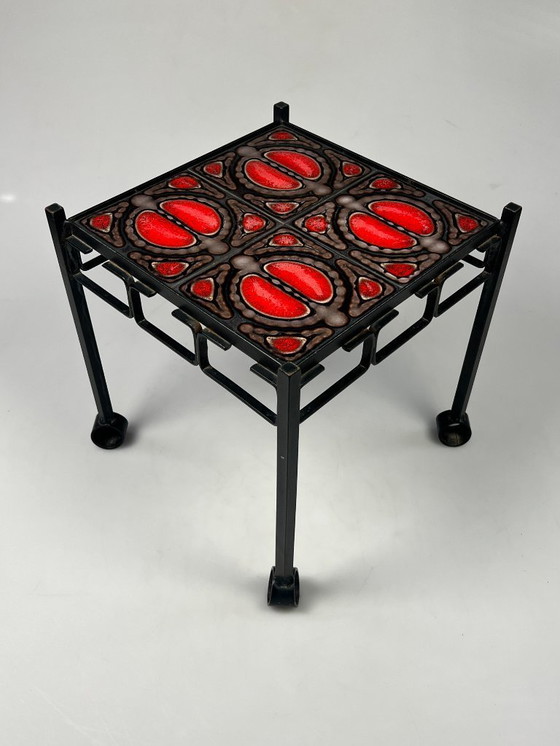 Image 1 of Vintage Table, Brutalism, Cast Iron And Ceramic, 1960's