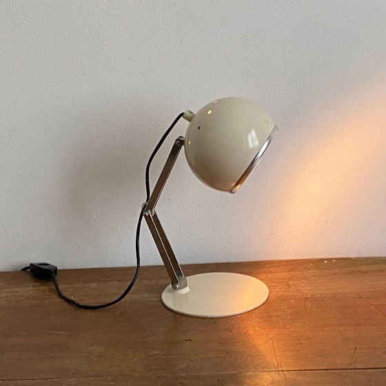 Image 1 of EYE BALL scharnierende lamp. 1970. Crème.