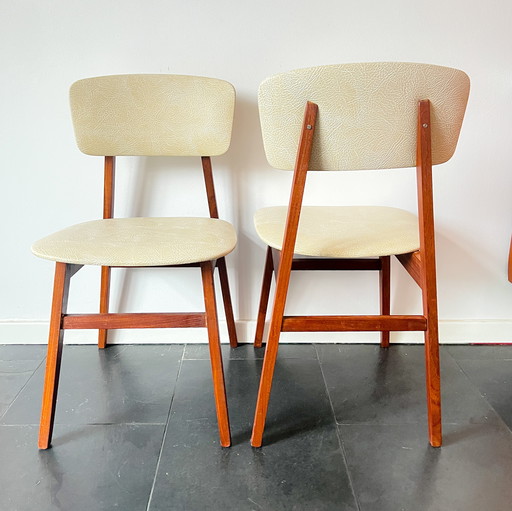 Vintage Chairs Simpla-Lux - Set of 2 - Dutch Design - Wood, Faux Leather - 60s/70s