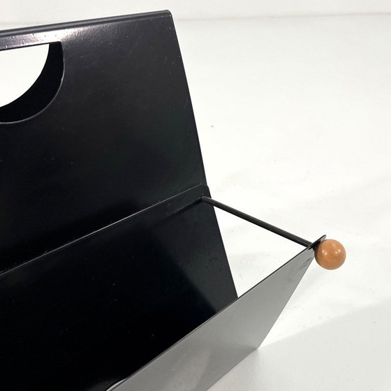 Image 1 of Black Postmodern Magazine Rack in Metal, 1980s