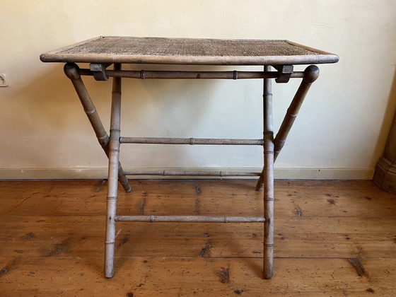 Image 1 of Sfeervolle Klaptafel Bijzettafel Faux Bamboe Frans
