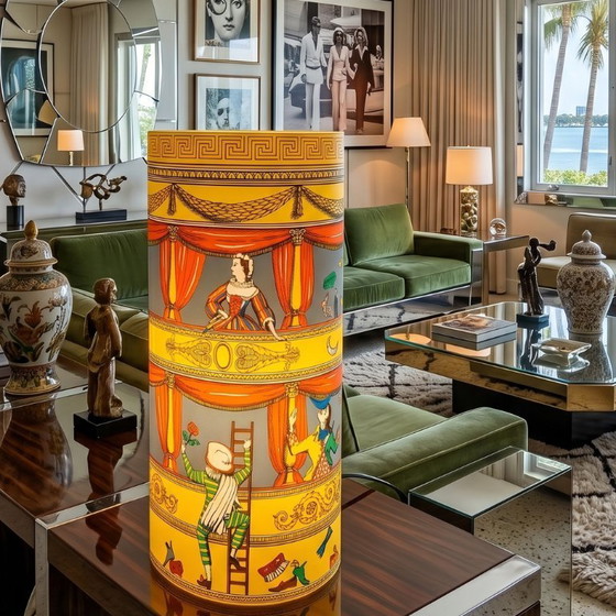 Image 1 of 1990s Gorgeous "Commedia dell'Arte" table Lamp by Piero Fornasetti for Antonangeli.