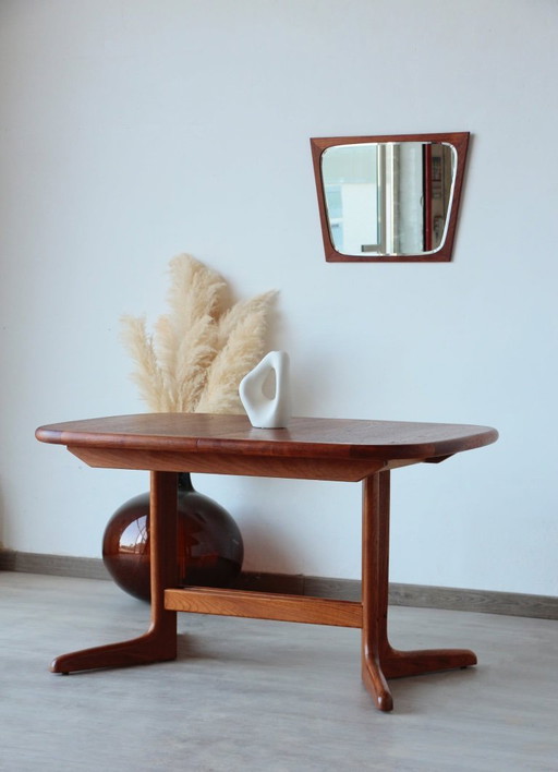 Grote Scandinavische vintage teakhouten eettafel