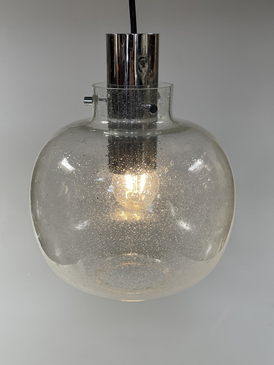 Image 1 of Glass Space Age Pendant Lamp, Glashütte Limburg, Germany 1970's