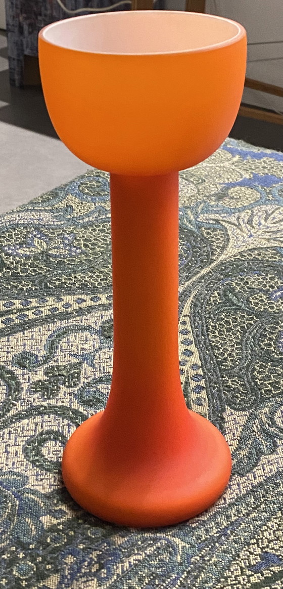 Image 1 of Vase Carlo Moretti en satin orange et blanc 24,5 cm