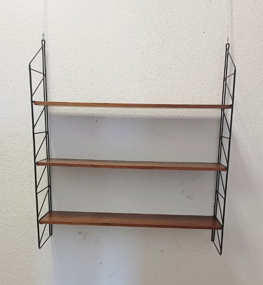 Besonderes Vintage Wandregal mit drei Ablagen – wandkast, Metal, Wood (photo 2 of 8)
