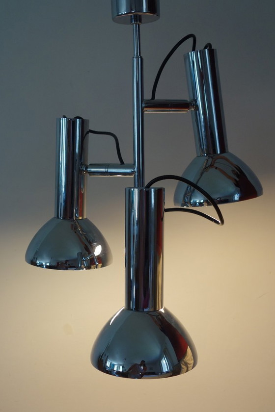 Image 1 of Lampadario a 3 faretti cromato degli anni '70