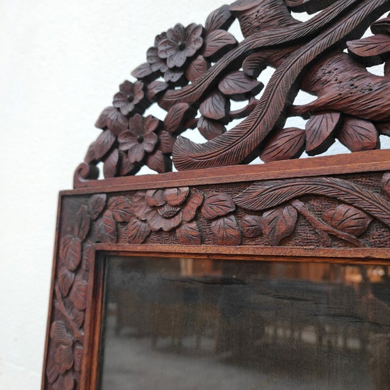 Image 1 of Paravent de cheminée ancien asiatique en bois, paravent décoratif