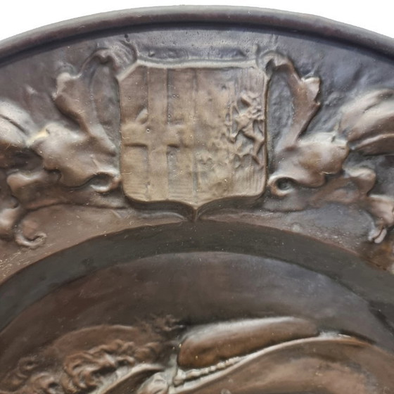 Image 1 of Antico piatto da parete in rame Rubens con donna, XIX secolo