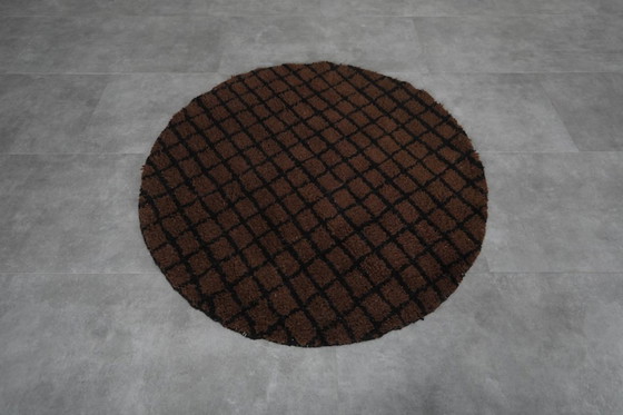 Image 1 of Bruin Marokkaans rond tapijt 200 cm