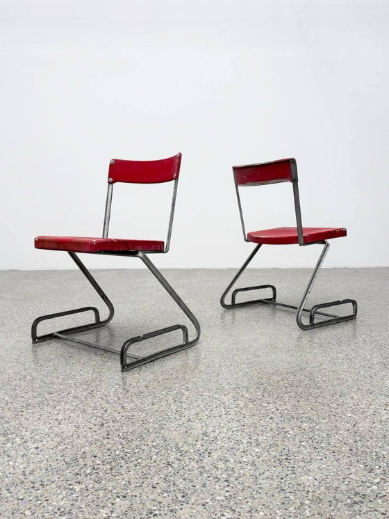 Image 1 of Set aus 2 Stühlen mit Tisch von Cindy Crawford Steiger für Embru, 1930er Jahre