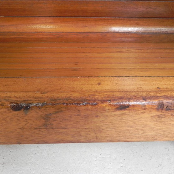 Image 1 of Double-sided teak train bench, 1930s