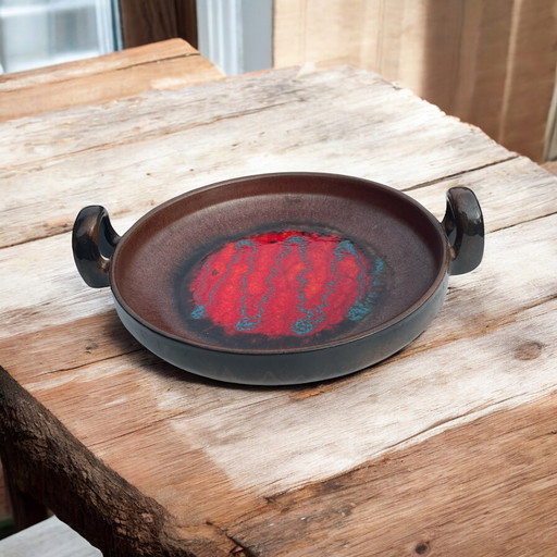 Bol à fruits en céramique Fat Lava diamètre 25 cm Allemagne vintage années 1960 milieu du siècle