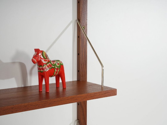 Danish Teak Veneer Modular Shelving System From The 1970s, Five Adjustable Shelves – Bookcases, Wood (photo 9 of 18)
