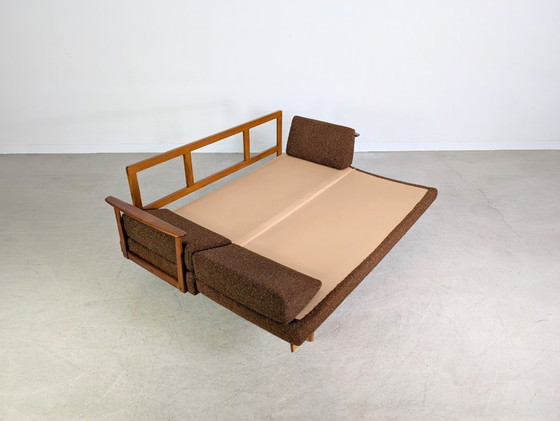 Image 1 of Vintage bank van Walter Wilhelm Knoll, uitschuifbaar, walnoothout