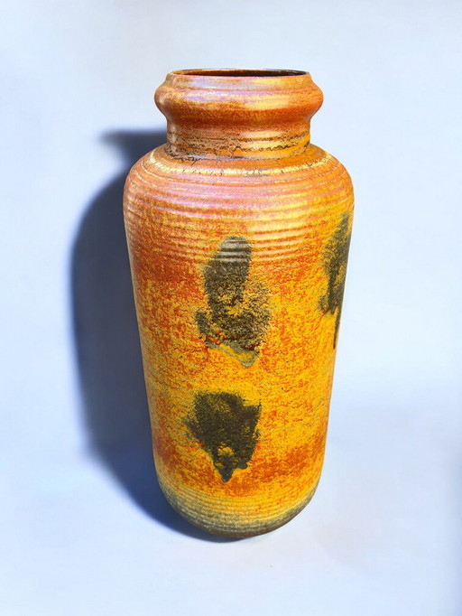 Bay Keramik - Grote vintage vloervaas, roestbruin met donkere decoratie, jaren 60/70, West-Duits aardewerk, Mid Century