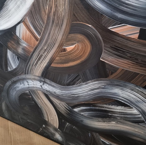 Image 1 of Frances Eckhardt - 100x120 cm, œuvre d'art sombre peinte à la main, peinture moderne abstraite contemporaine