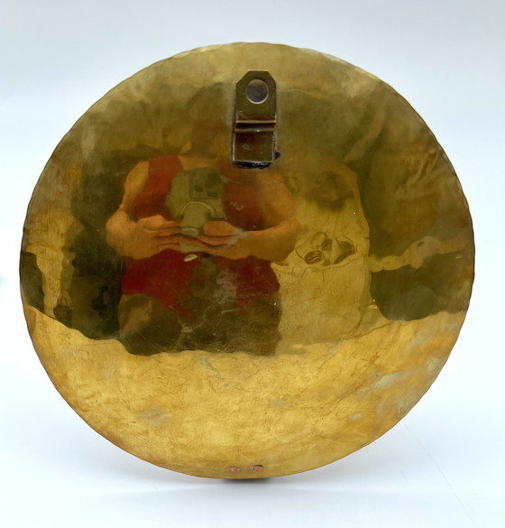 Image 1 of Art Deco wandkaarsenhouder van messing, ca. 1920-1940