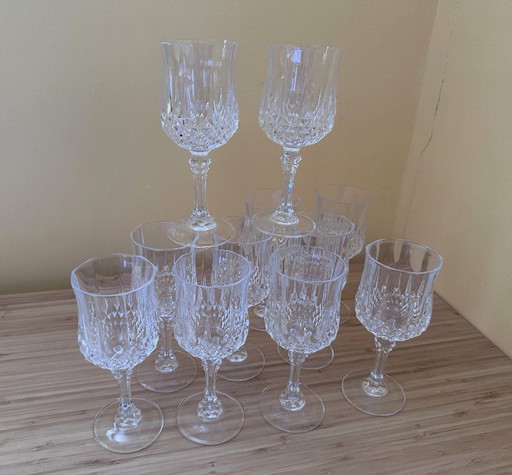 11 „Longchamp“ Vintage Cristal d'Arques Gläser (16 cl)