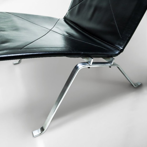 Image 1 of Coppia di Poul Kjaerholm PK22 vintage in pelle nera per Kold Christensen degli anni '60