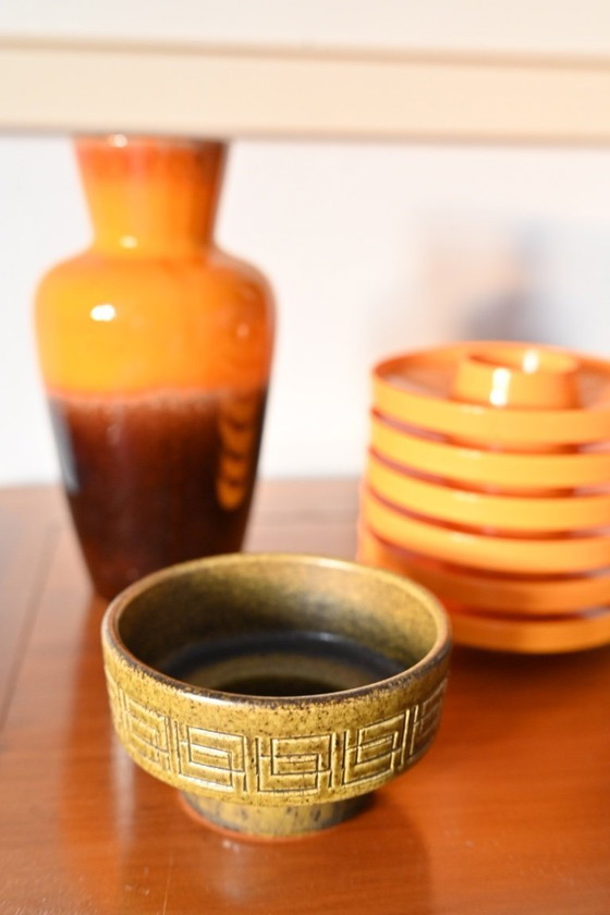 Image 1 of Coffret cadeau vintage - Allemagne de l'Ouest : vase et bougeoir Scheurich - Valon Vintage Popper