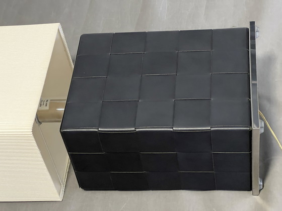 Image 1 of Natuzzi, Yoruba Model, Designer Table Lamp in Leather and Chrome Metal, Italy, Vintage