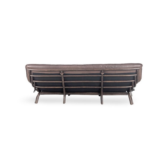 Image 1 of Canapé italien style années 50, design bambou, cuir marron