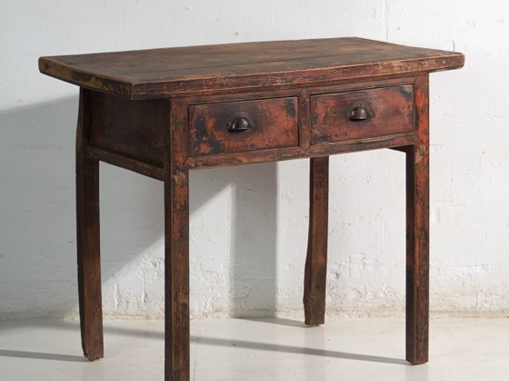 Consolle cinese antica con cassetti in legno laccato – Cina, circa 1900 – Console, Iron, Industrieel (photo 2 of 40)