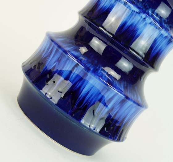 Image 1 of scheurich mid century ceramic VASE floorvase drip glaze different shades of blue model 267-38