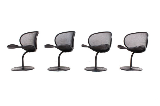 Image 1 of Come nuove! Set vintage di 4 sedie O-Line, disegnate dal Prof. Herbert Ohl per Wilkhahn nel 1982, in condizioni da museo!