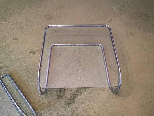 Vintage glazen bijzettafels