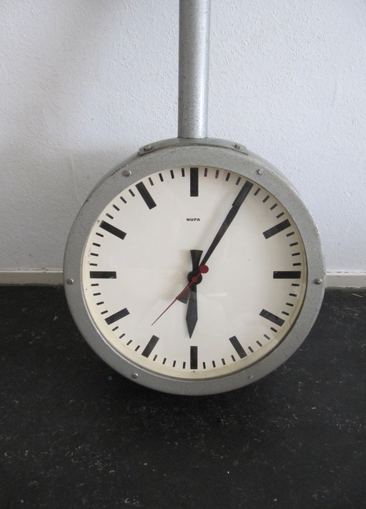 Vintage Double-Sided Clock Station Clock NUFA