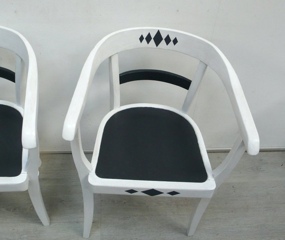 Image 1 of 2 armchairs German Bauhaus era Gropius style, white + night gray 1920s
